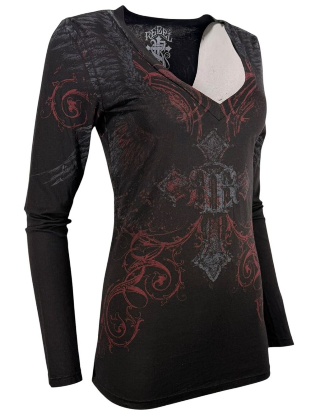 Rebel Saint By Affliction Women's T-shirt Scattered - Picture 5 of 8